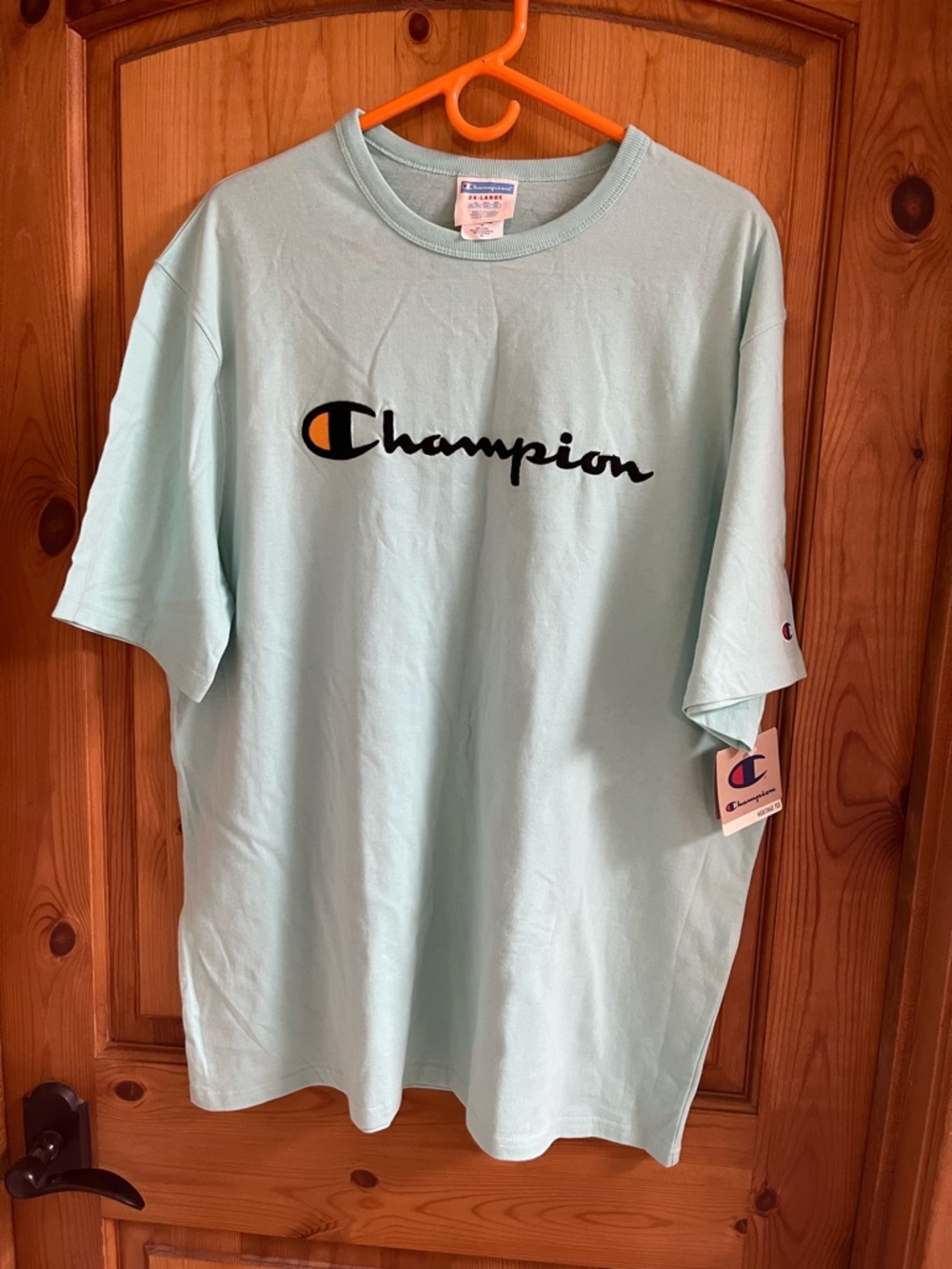 Champion Mint Green heritage Crewneck Tee with Script Logo